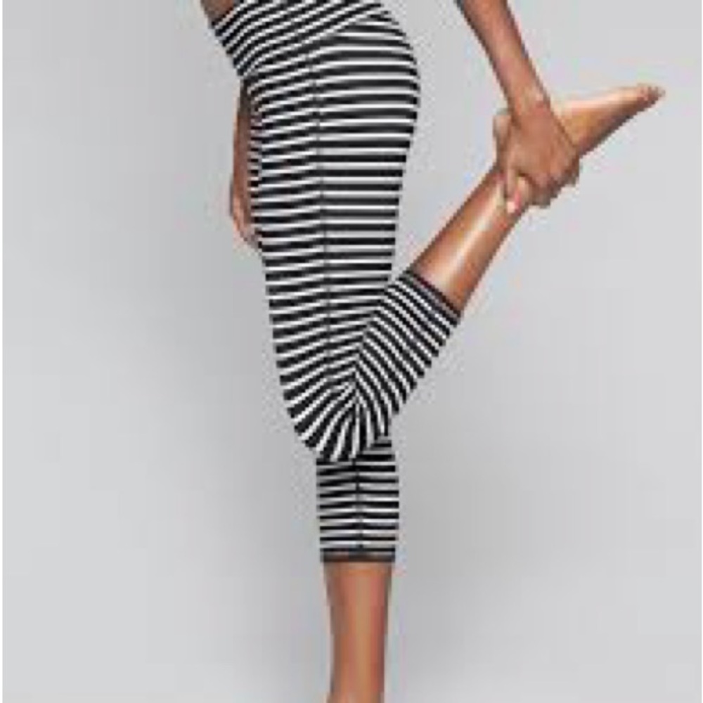 Athleta Black and White Striped Capris